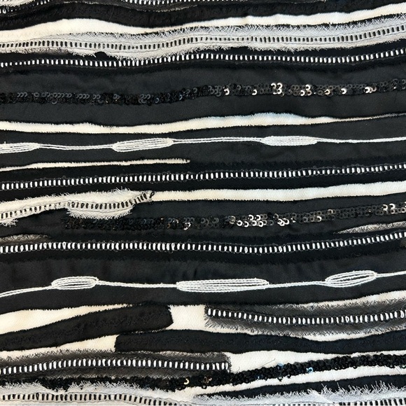 LAFAYETTE New York black white asymmetrical sleeveless peplum sequin dress 10 - Picture 5 of 11